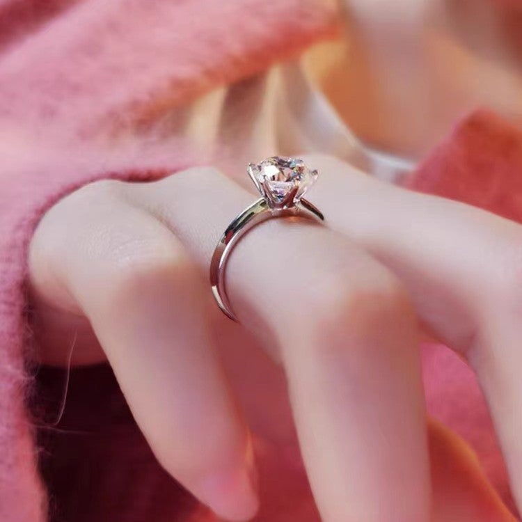 T Family Six-Claw Ring Moissanite Ring Classic Couple Wedding Engagement 925 Sterling Silver Ring Manufacturers - Image 5